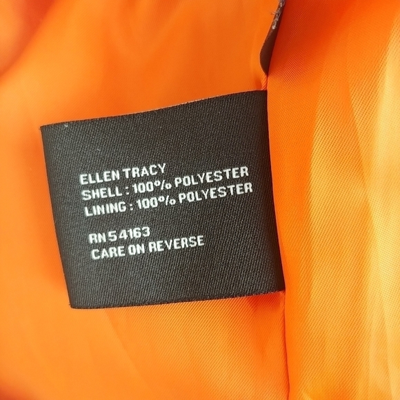 Ellen Tracy Hooded Rain Jacket XS Orange Full Zip Hip Length - Picture 7 of 8